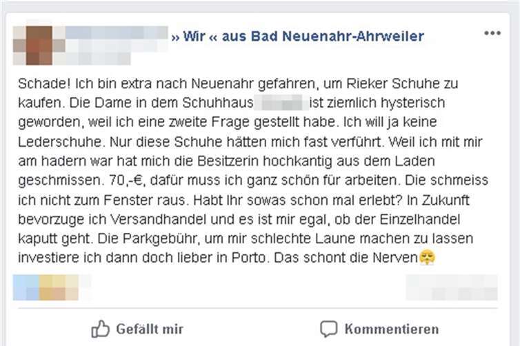 Die Kundin hatte im sozialen Netzwerk „Facebook“ den Vorfall geschildert. Quelle: Screenshot/Facebook