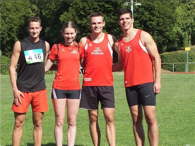 Die LG-Athleten in Diez (von links): Philipp Schüller, Jana Krämer, Niklas Iking und Gabriel Föhr.privat