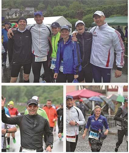 Die Läuferinnen und Läufer vom Lauftreff SV Weitersburg/ DLRG Vallendar vor dem Start in Boppard und Impressionen während des „Regenrennens“.
