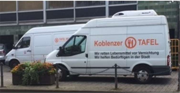 Die Lebensmitteltransporter der Koblenzer Tafel sind nun auch für Vallendar im Einsatz. Sie sammeln Essen, das nicht mehr verkauft wird, bei den Geschäften ein und bringen es zur alten Stadthalle. privat
