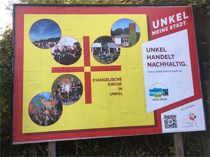 Die Lenkungsgruppe „Fair Trade Town Unkel“ startete eine Image-Plakataktion an der großen Unterführung an der Siebengebirgsstraße.Foto: privat