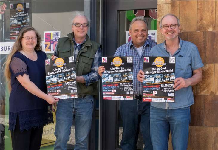 Die Macher der 3. Sinziger Musiknacht: (V.l.) Melanie Brücken, Achim Gottschalk,Manfred Ruch und Uli Martin. Foto: allgrafics