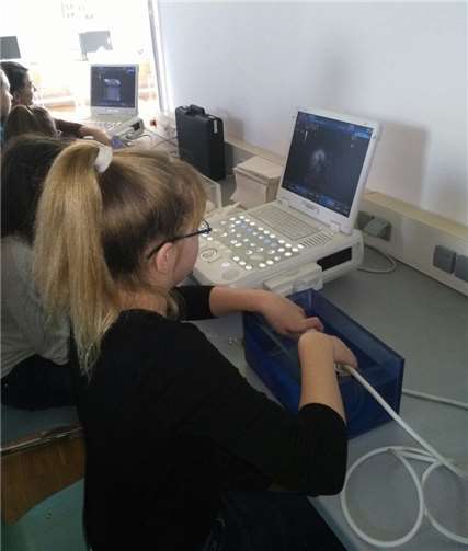 Die Mädchen können am Girls‘Day selbst aktiv werden, wie hier an Ultraschallgeräten.privat