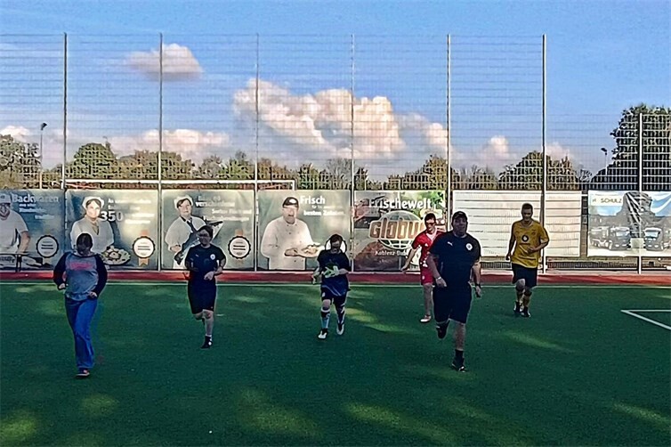 Die Mannschaft am Warmmachen