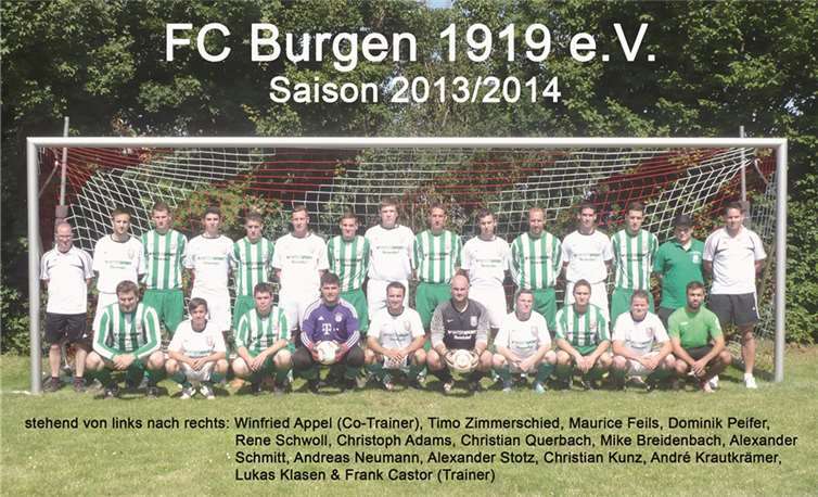 Die Mannschaft des FC Burgen in der Saison 2013/2014.privat