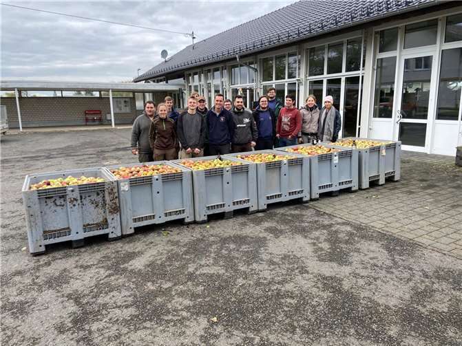 Die Mitglieder trafen sich, um auf den Wiesen rund um das Dorf die zur Verfügung gestellten Bäume abzuernten.Foto: privat