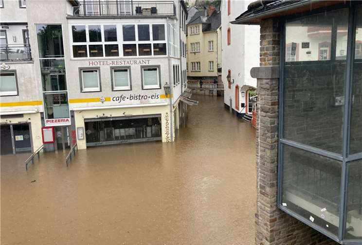 Die Moselstadt Cochem im Hochwasser. Foto: TE