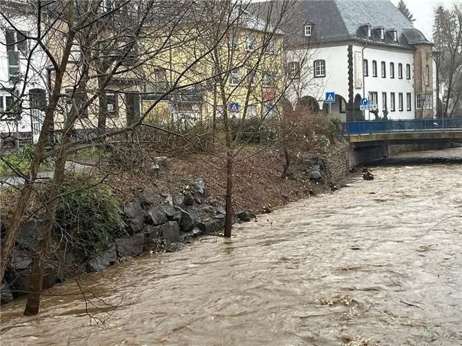 Mayen: Erste Übertritte der Nette im Laufe des Tages möglich Die Nette im Bereich „Im Trinnel“ und „Wasserpförtchen“ am heutigen Vormittag. Foto: Dirk Meid / Stadt Mayen