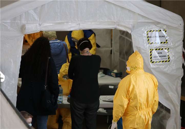 Die Neuwieder Fieberambulanz im Industriegebiet Friedrichshof. Foto: Feuerwehr VG Asbach