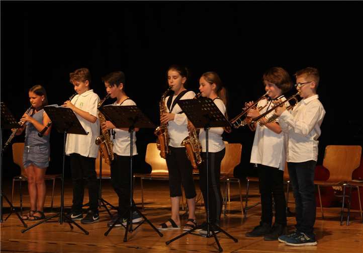 Die Orchesterklasse von Schulleiter Stefan Schwarzer eröffnete das Konzert.