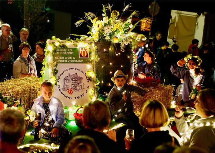 Die Ortsvereine nahmen mit vielen Wagen und Fußgruppen am Lichterzug teil.