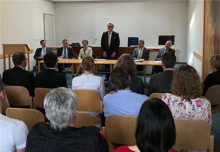 Die Personalversammlung am Tag des Besuchs durch den Justizminister.