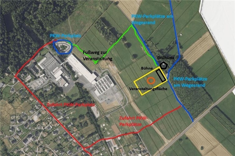 Die Planskizze zum Mahnfeuer „Wirksames Wolfsmanagement JETZT!“.Quelle: Kreisverwaltung Neuwied