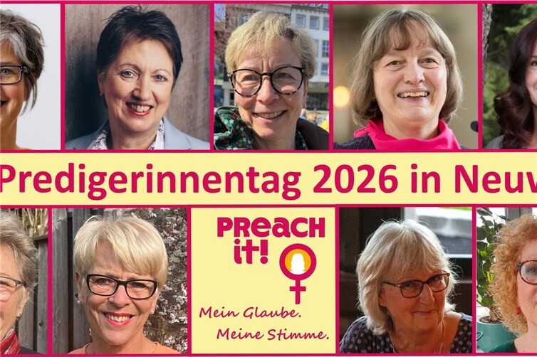 Die Predigerinnen in Neuwied (von links nach rechts): Birgit Mock, Ruth Solbach, Andrea Seeberg, Petra Frey, Sylvia Schifano, Lissy Hannppel, Gunhild Reifferscheid, Roswitha Greiwe, Mechthild Peters