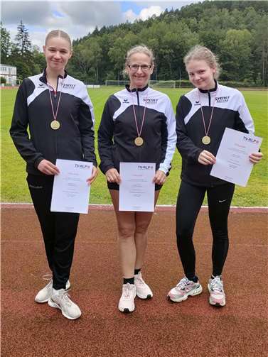 Die Rheinland-Pfalz-Meisterinnen: v.li.Isabella Chetik, Linda Freisberg und Theresa Krämer. Quelle: TV 08 Baumbach
