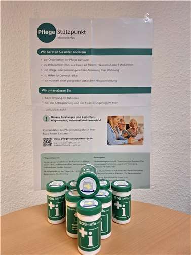 Die SOS-Notfalldosen sind kostenfrei in den Pflegestützpunkten erhältlich. Quelle: Pflegestützpunkt Rhein-Mosel