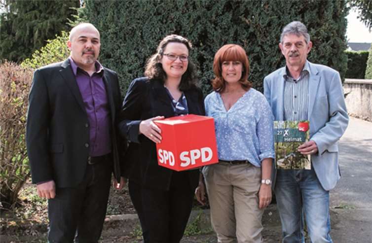 Die SPD-Kreistagkandidaten Herbert Keifenheim, Andrea Loch, Juan Hernandez und Andrea Nahles.privat