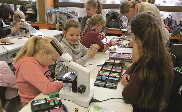 Die Schüler der dritten Klasse der Katholischen Grundschule Merzbach hatten viel Spaß mit den älteren Schülern der Klasse 9b, die sie bei ihren Experimenten begleiteten.privat