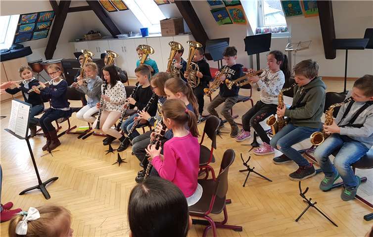 Die Schüler hatten zuvor in ihren Instrumentengruppen fleißig geübt und präsentierten Stücke wie „Marily we roll along“, „Au claire de la lune“ und „Kleine Igel schlafen lang“. Foto: privat