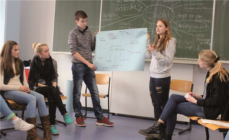 Die Schüler sind am Thema interessiert, stellen viele Fragen und diskutieren in der Gruppe.