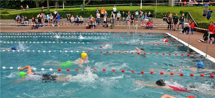 Die Schwimmer in voller Aktion.