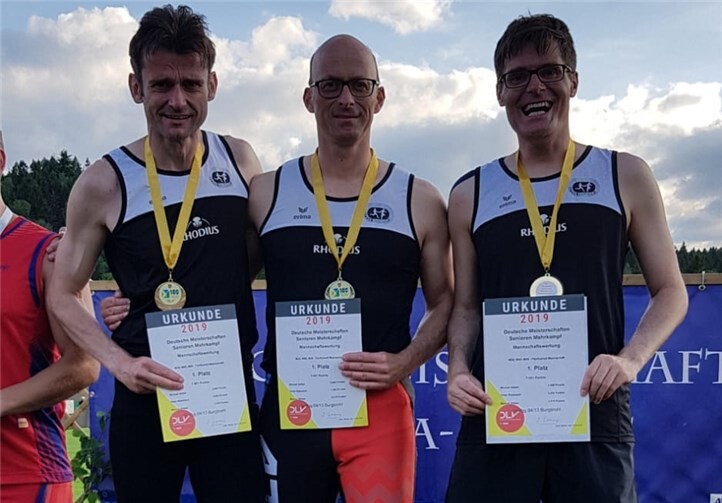 Die SpVgg Burgbrohl wurde Deutscher Meister (v.l.n.r).: Peter Rübenach – Michael Seibel – Manuel Bläser). Foto: privat