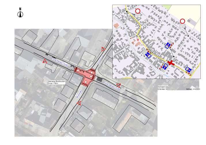 Die Sperrung in Flerzheim ab dem 5. Februar.  Quelle: Stadt Rheinbach