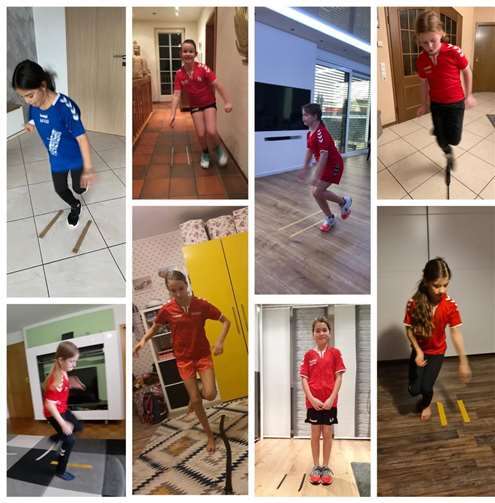 Die Spielerinnen mussten insgesamt 10 verschiedene Aufgaben zu Hause üben und den besten Versuch filmen.Foto: TV Engers