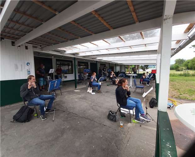 Die Spielleute bei der Probe