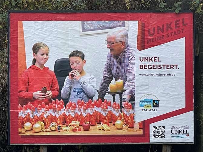 Die Stadt Unkel wirbt mit diesem Plakat für den Kauf von Schokolade aus Fairem Handel.  Foto: privat