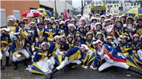 Die Stadtsoldaten Sinzig mit den Stadtsoldaten Remagen beim traditionellen Freun...