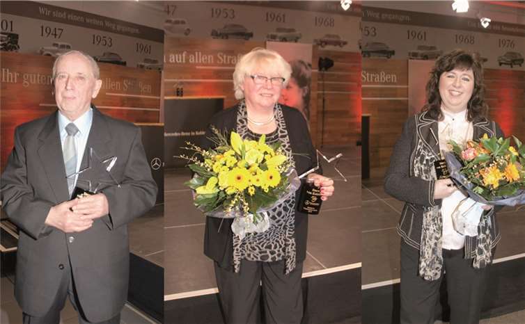 Die „Sterne von Koblenz“ 2014 (v. l.): Hans Nobel, die „Unsichtbare Helferin“ Elke Bischoff und „Publikumsliebling“ Ellen Friedrich-Gaul. US