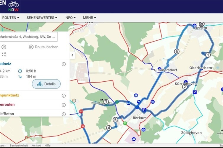 Die Strecke der Wachtberger Obstblütentour