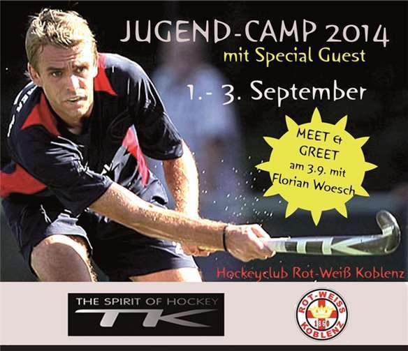 Die Teilnehmer des Hockeycamps treffen Florian Woersch.TK