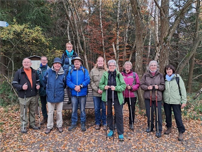 Die Teilnehmer genießen die entspannte Wanderung durch den herbstlichen Wald.  Foto: TuS Ahrweiler