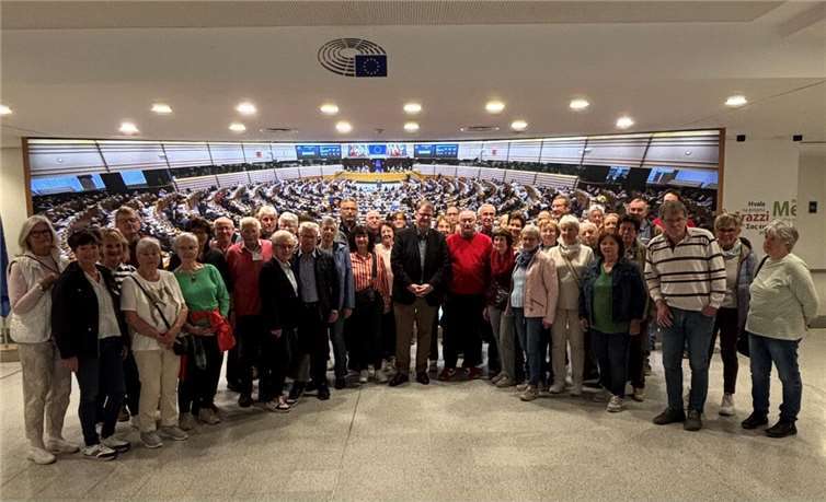Die Teilnehmerinnen und Teilnehmer im Europaparlament. Foto: Sebastian Krumkamp