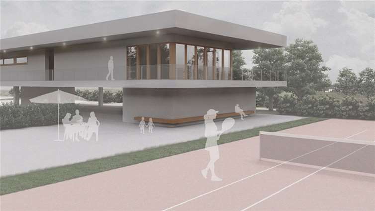 So geht der Wiederaufbau in Sinzig voran Die Tennisanlagen in Bad Bodendorf in der Visualisierung.Quelle: Schneiderarchitektur