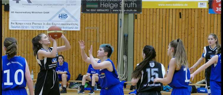 Die U16-Basketballerinnen vom Turnverein 1879 Arzbach e.V. konnten sich im Auswärtsspiel in Horchheim mit 97:54 durchsetzen. Fotos: privat