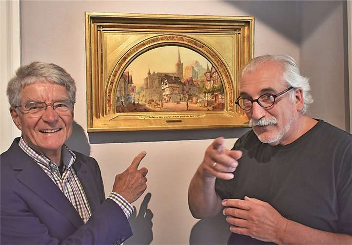 Die Übergabe des Gemäldes an Dr. Rainer Doetsch (r.).Detlef Oster