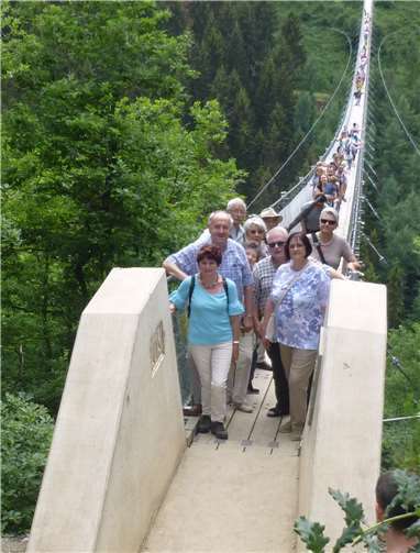 Die Wandergruppe Stromberg auf der Mörsdorfer Seilbrücke.privat