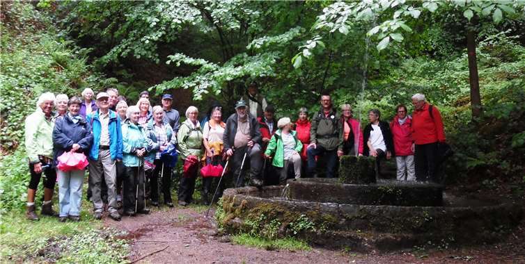 Die Wandergruppe beim Brunnen im Teilebach.Taunusklub
