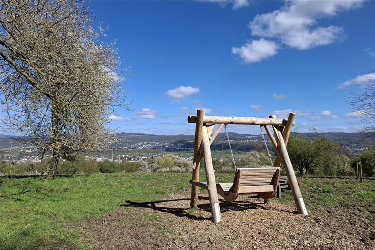 Die Wanderschaukel in Sinzig bietet einen Panorama-Blick mit auf die Stadt, die Goldene Meile und den Rhein. 
