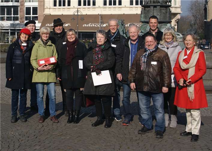 Die an der Führung beteiligten Koblenzer Gästeführer. Manfred Böckling