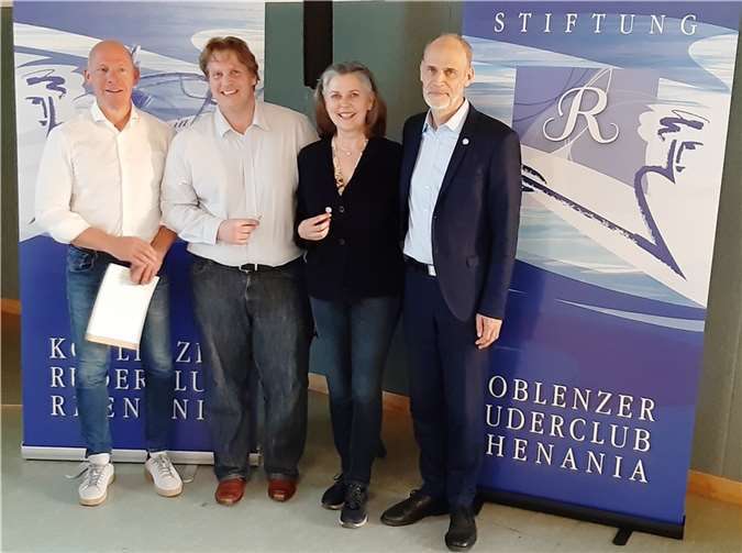 Die anwesenden Geehrten Dr. Holger Löser, Thorben Schröder, Dr. Anke Schendera, Andreas Noth. Quelle: Ruderclub Rhenania