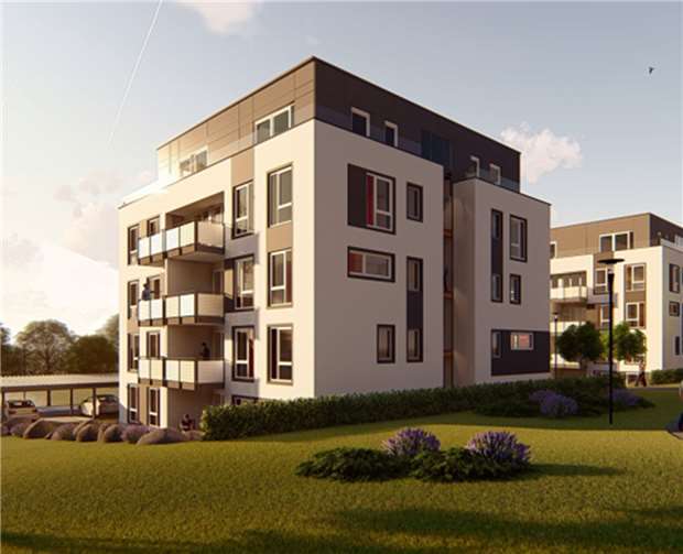 Die beiden geplanten GSG-Gebäude an der Erich-Kästner-Straße. Illustration: GSG