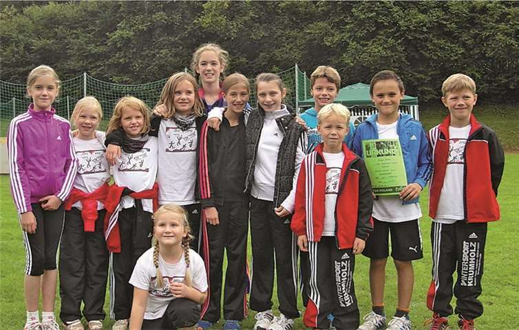 Die erfolgreichen Jungathleten des TSV nach ihrem Auftritt beim Sportfest in Brey.privat