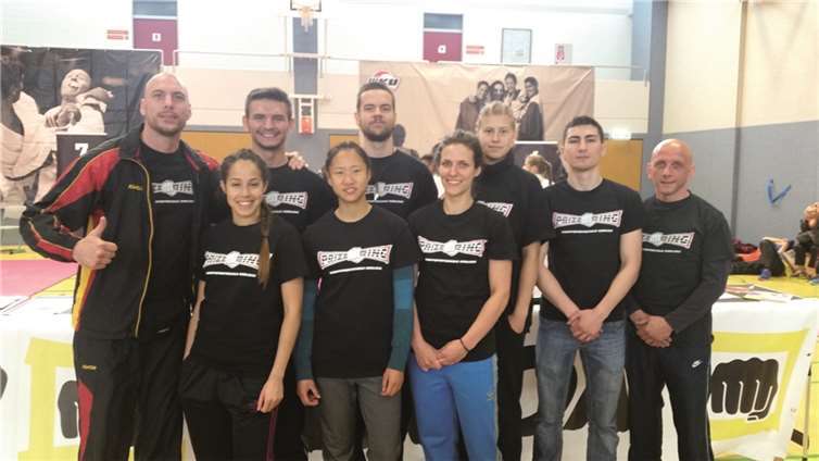 Die erfolgreichen Koblenzer Kämpfer (vorn von links): Thorsten Kornatzki, Mareva Ruiz, Leah Richter, Julia Lederer, Kyasim Allahverdiev, Matteo Armilotta. Hinten von links: Semen Bruch, David Riotte, Marie S. Alessio.privat