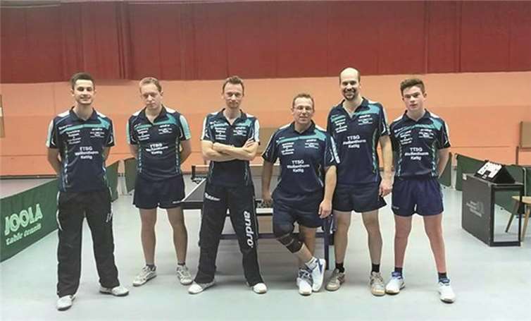 Die erste Mannschaft der TTSG steigt in die 2. Rheinlandliga auf (von links): Nedim Starcevic, Mathias Caspari, Ingo Hansens, Peter Grzesik, Markus Schaufelberger und Tobias Werschkun.privat