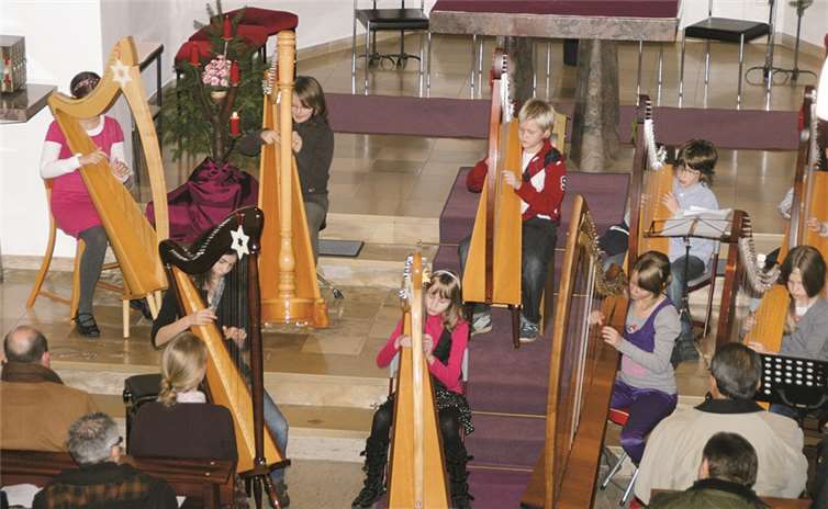Die jungen Musiker, wie hier das Harfenensemble, wissen musikalisch in allen Belangen zu überzeugen. privat