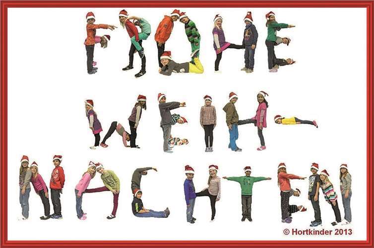 Die kreative Weihnachtsbotschaft der Hortkinder. privat